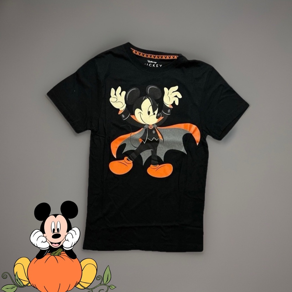 Disney Black and Orange Mickey Mouse Short Sleeve Tee